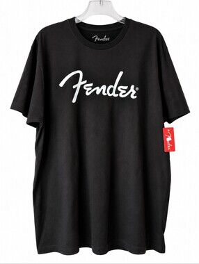 Fender Men's XL Black Classic Logo Guitar Graphic T-Shirt 100% Cotton NWT